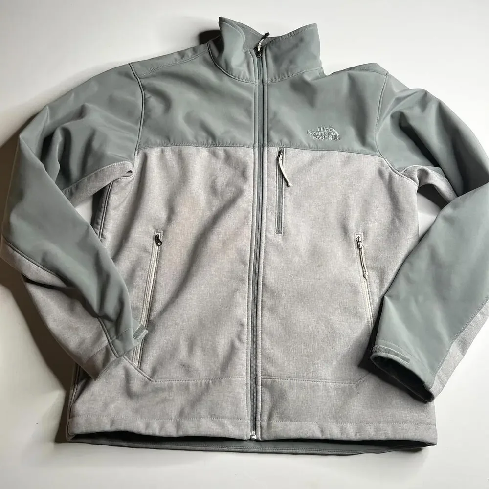 The North Face Mens Softshell Jacket Gray Green Full Zip Outdoor Size M